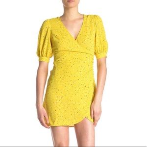 Lush Nordstrom Yellow print button wrap dress